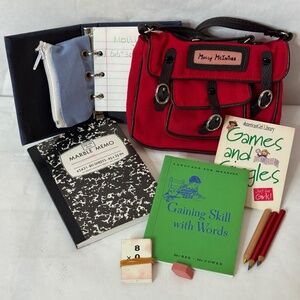 📚 American Girl Doll Molly McIntire School Red Book Hand Bag w Supplies Retired